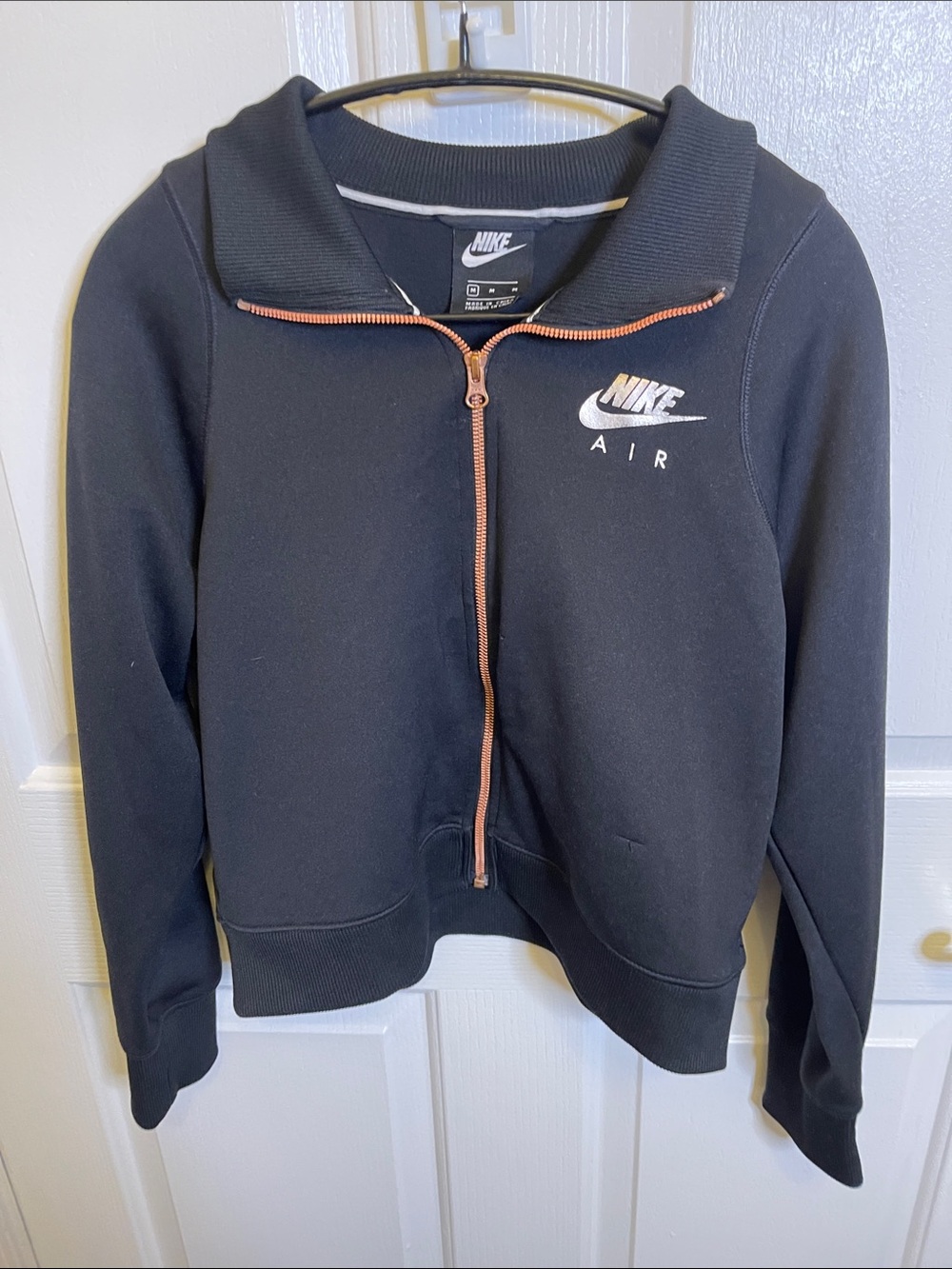NIKE AIR.  Black Jacket with Rose Copper Zipper